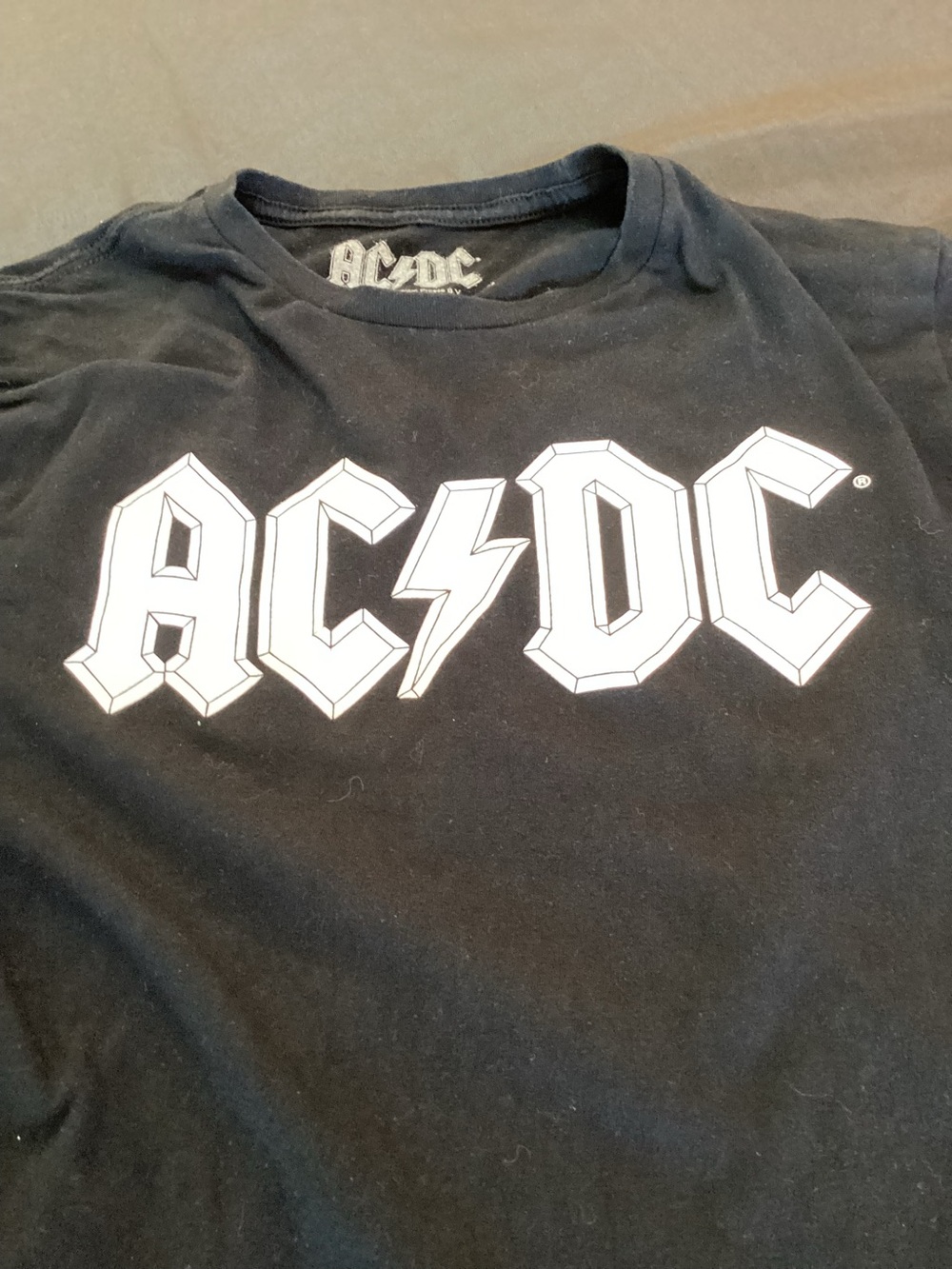 AC/DC ,Black Tee with White Logo - ,Men's Short Sleeve,Size Medium